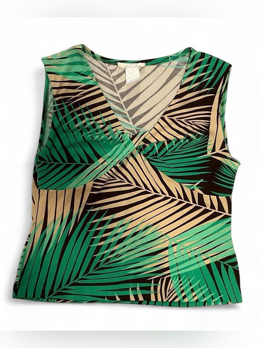 Green Boho Indie Jungle Palm Print Blouse